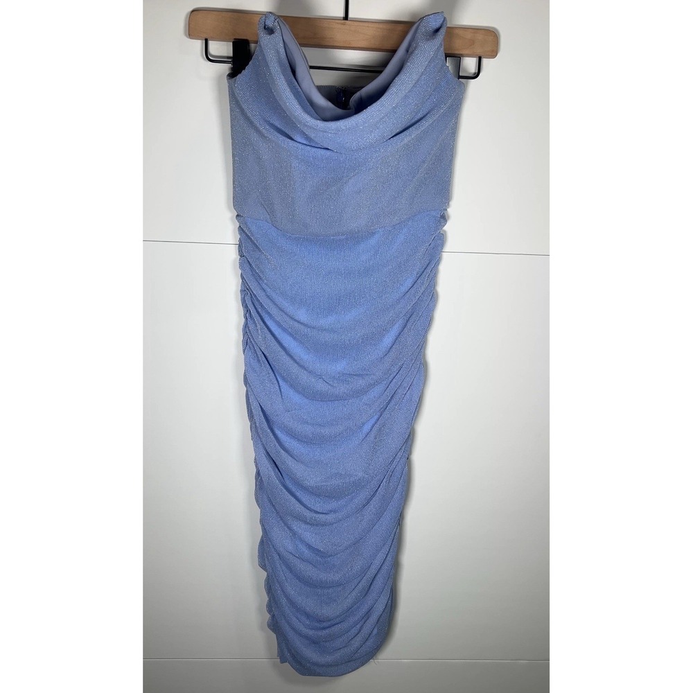 Michael Costello x Revolve Ruched Bodycon Midi Dress Blue XXS - Picture 5 of 5